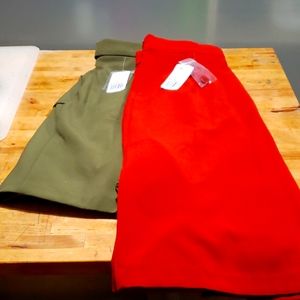 Two 21 Skirts, Army Green, Red/Orange